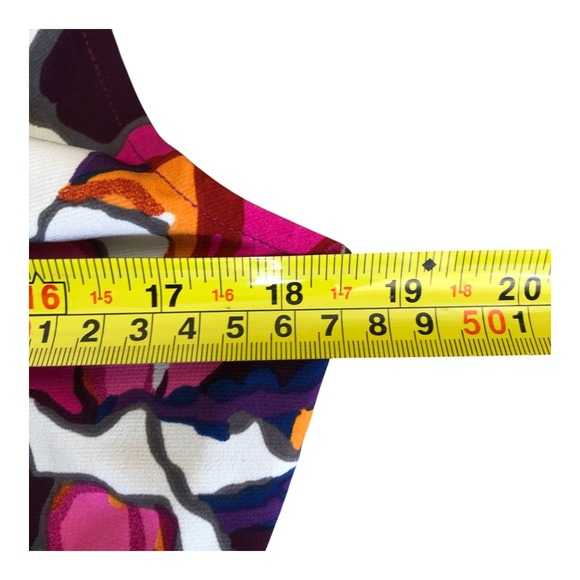 Tahari Purple Pink Geometric Floral Corpcore Cowl Neck Sleeveless‎ Tank Top Sz L - Picture 6 of 10